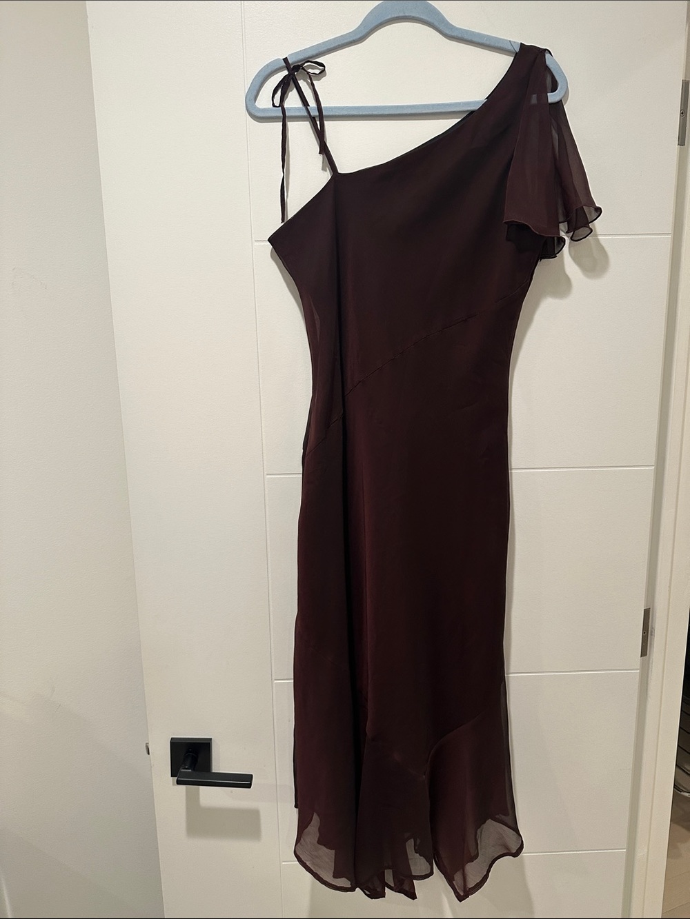 One-Shoulder Deep Burgundy Evening Gown